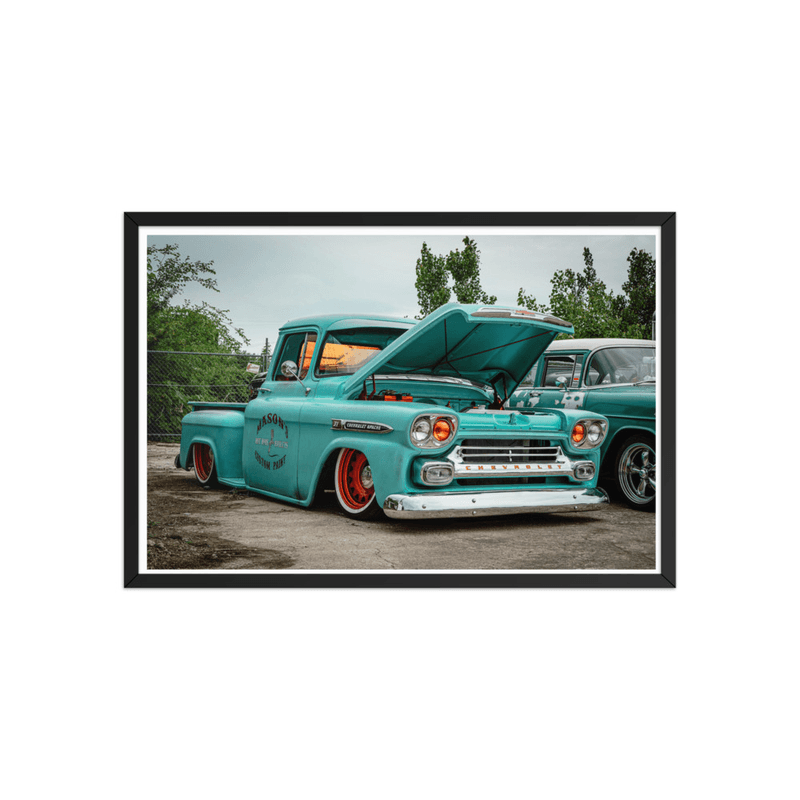 Turquoise Classic Chevy Apache Pickup with Custom Hot Rod Style