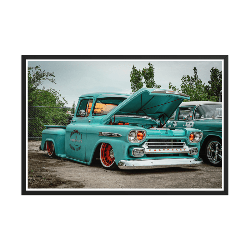 Turquoise Classic Chevy Apache Pickup with Custom Hot Rod Style