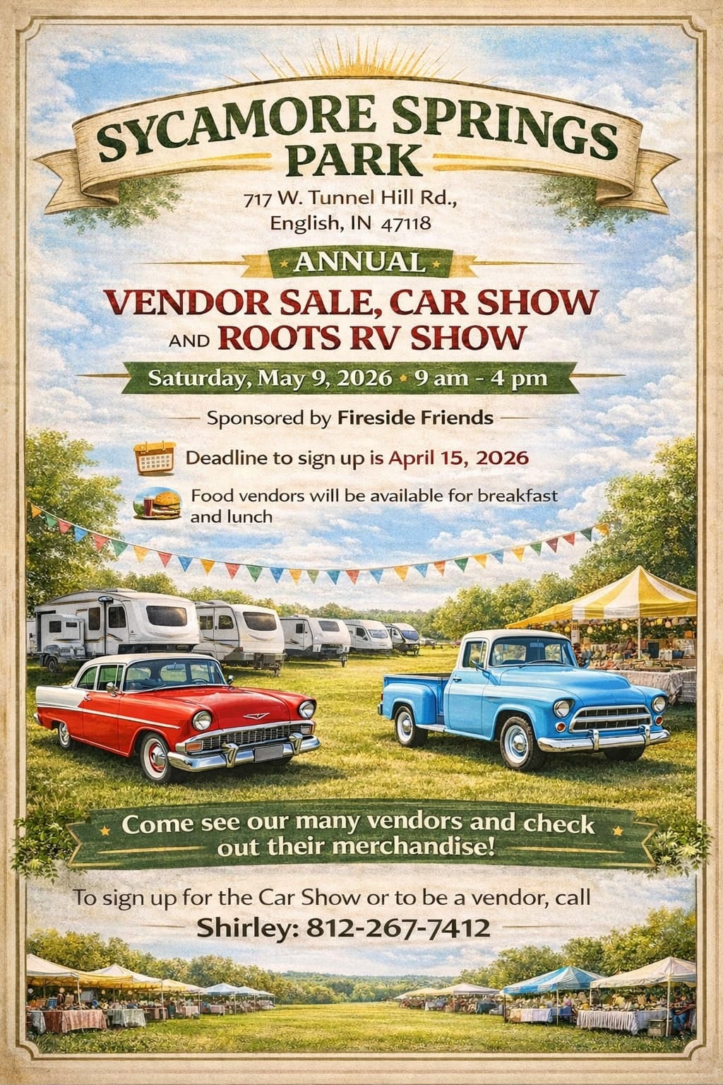 Sycamore Springs Park Vendor Sale, Car Show & RV Show