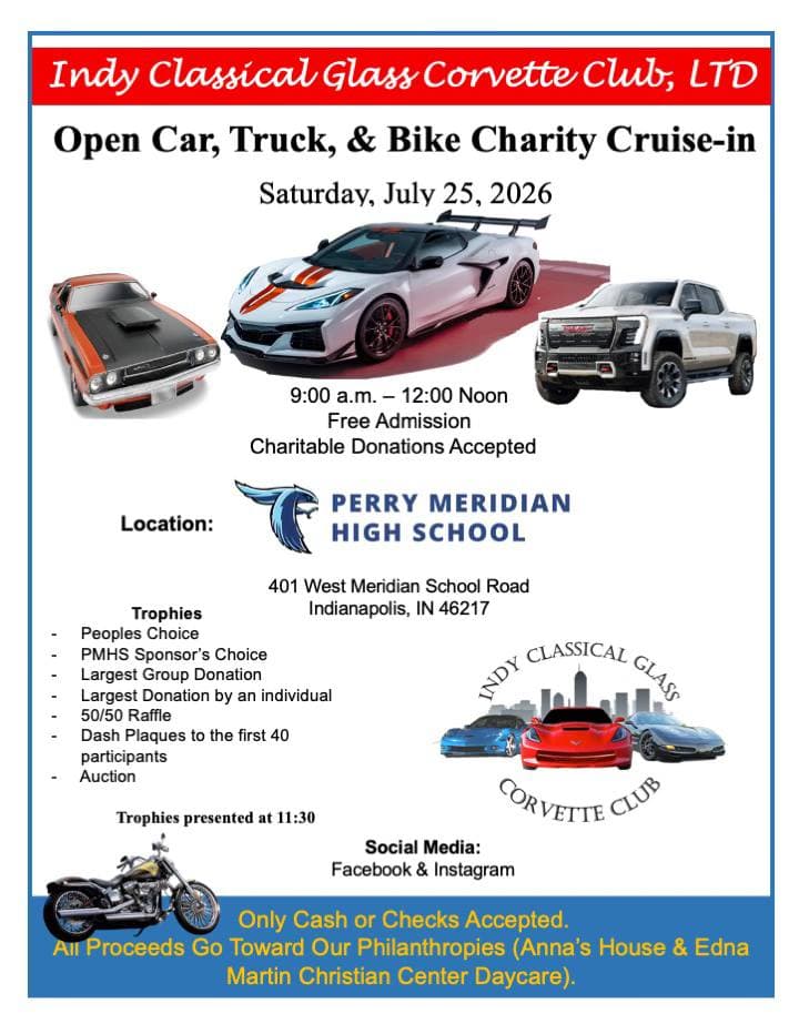 Indy Classical Glass Corvette Club Charity Cruise-in