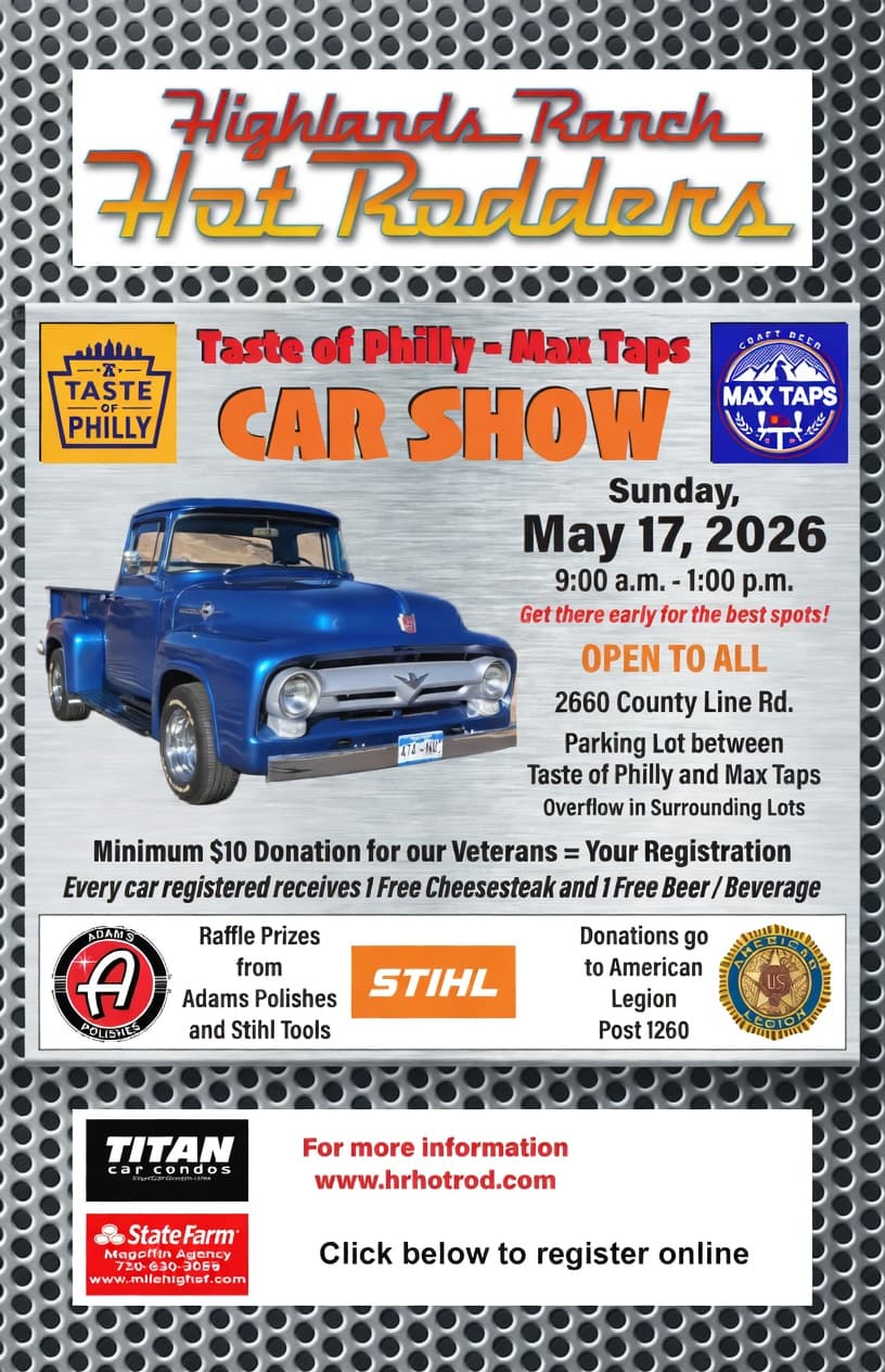 Highlands Ranch Hot Rodders: Taste of Philly & Max Taps Car Show